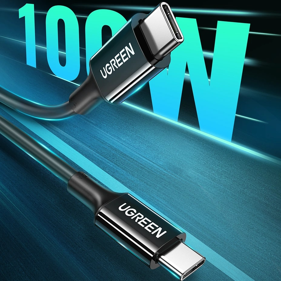 UGREEN US300 USB-C to USB-C Data and Charging Cable, 100W, 2m, Black