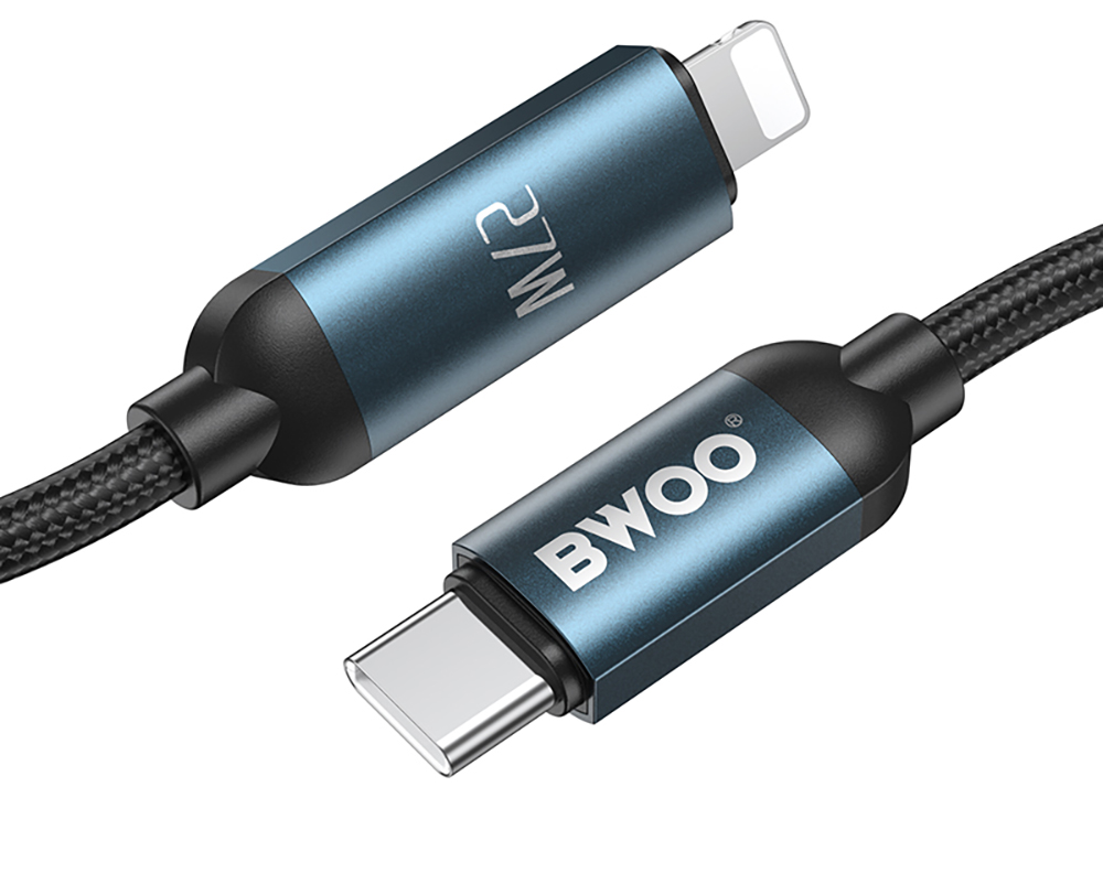 USB-C naar Lightning Data- en Oplaadkabel BWOO X305 Display, 27W, 1m, Zwart