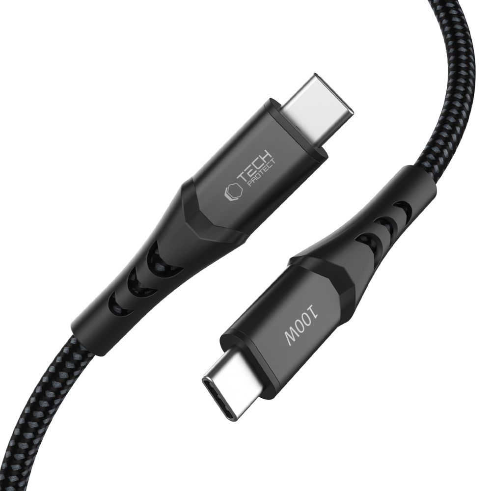 USB-C Data- en Oplaadkabel - USB-C Tech-Protect UB11T Ultraboost, 100W, 1m, Zwart