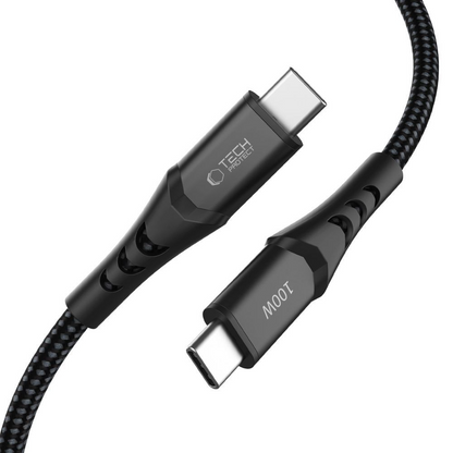 USB-C Data- en Oplaadkabel - USB-C Tech-Protect UB11T Ultraboost, 100W, 1m, Zwart
