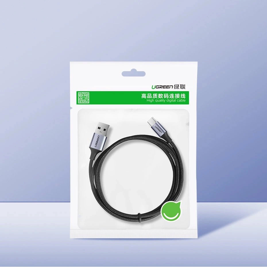 USB-A - USB-C Data- en Oplaadkabel UGREEN US288, 18W, 1.5m, Zwart