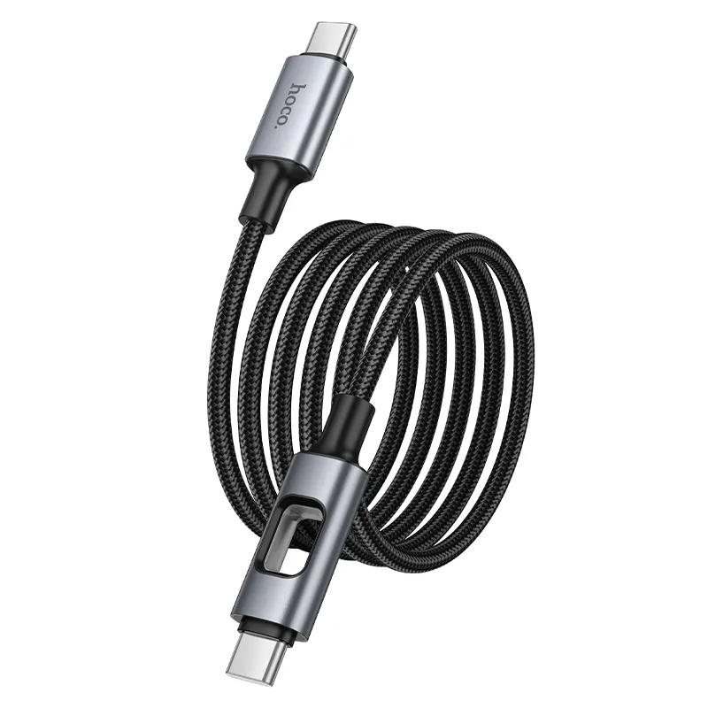 USB-C Data- en Oplaadkabel - USB-C HOCO U144 Led, 60W, 1,2m, Zwart