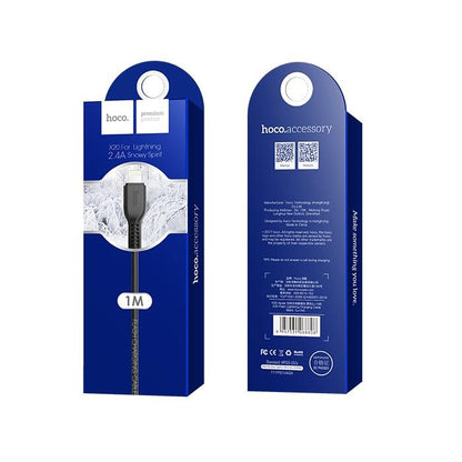 USB-A - Lightning Data- en Oplaadkabel HOCO Flash X20, 18W, 1m, Zwart