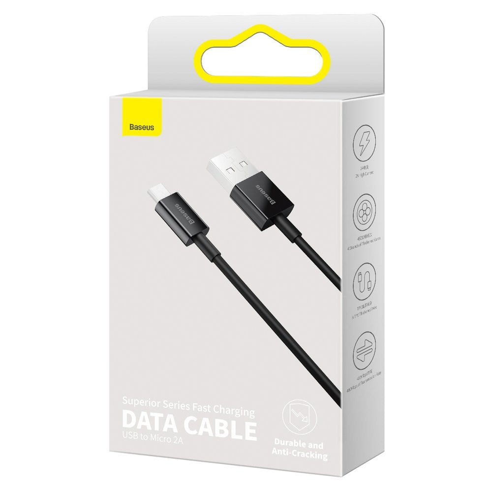 Data and Charging Cable USB-A - microUSB Baseus Superior Series, 18W, 1m, Black CAMYS-01