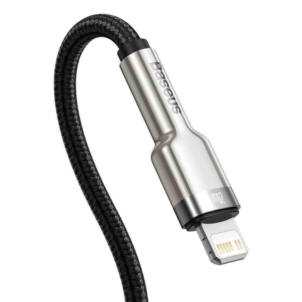 Data- en Oplaadkabel USB-C - Lightning Baseus Cafule Metal Series, 20W, 2m, Zwart CATLJK-B01