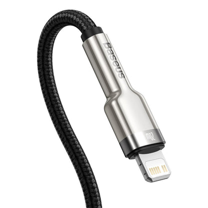 Data- en Oplaadkabel USB-C - Lightning Baseus Cafule Metal Series, 20W, 2m, Zwart CATLJK-B01