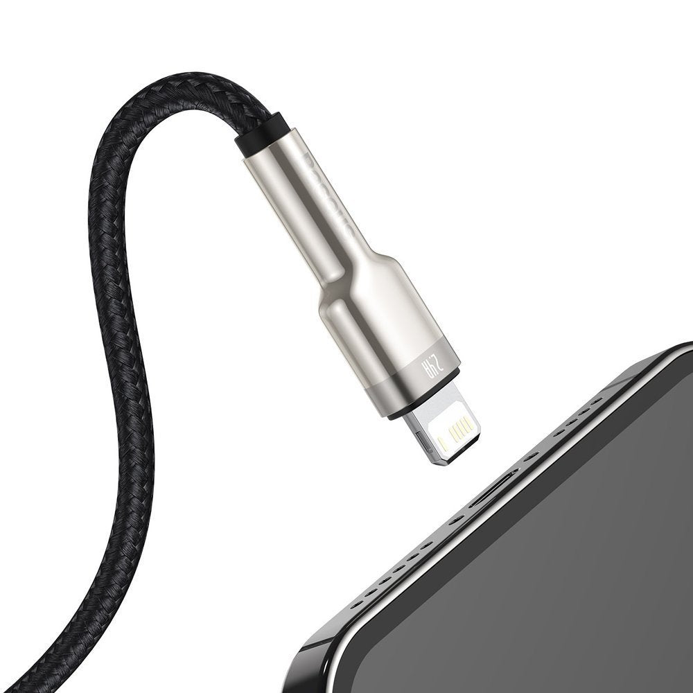 Data- en Oplaadkabel USB-A - Lightning Baseus Cafule Metal Series, 18W, 2m, Zwart CALJK-B01