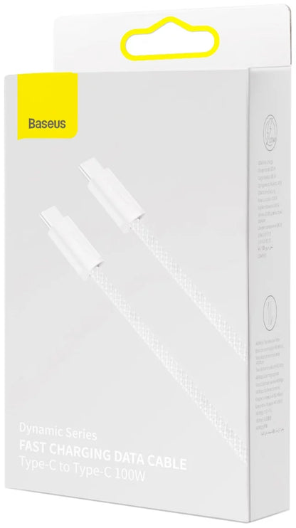 Data and Charging Cable USB-C - USB-C Baseus Dynamic Series, 100W, 1m, White CALD000202