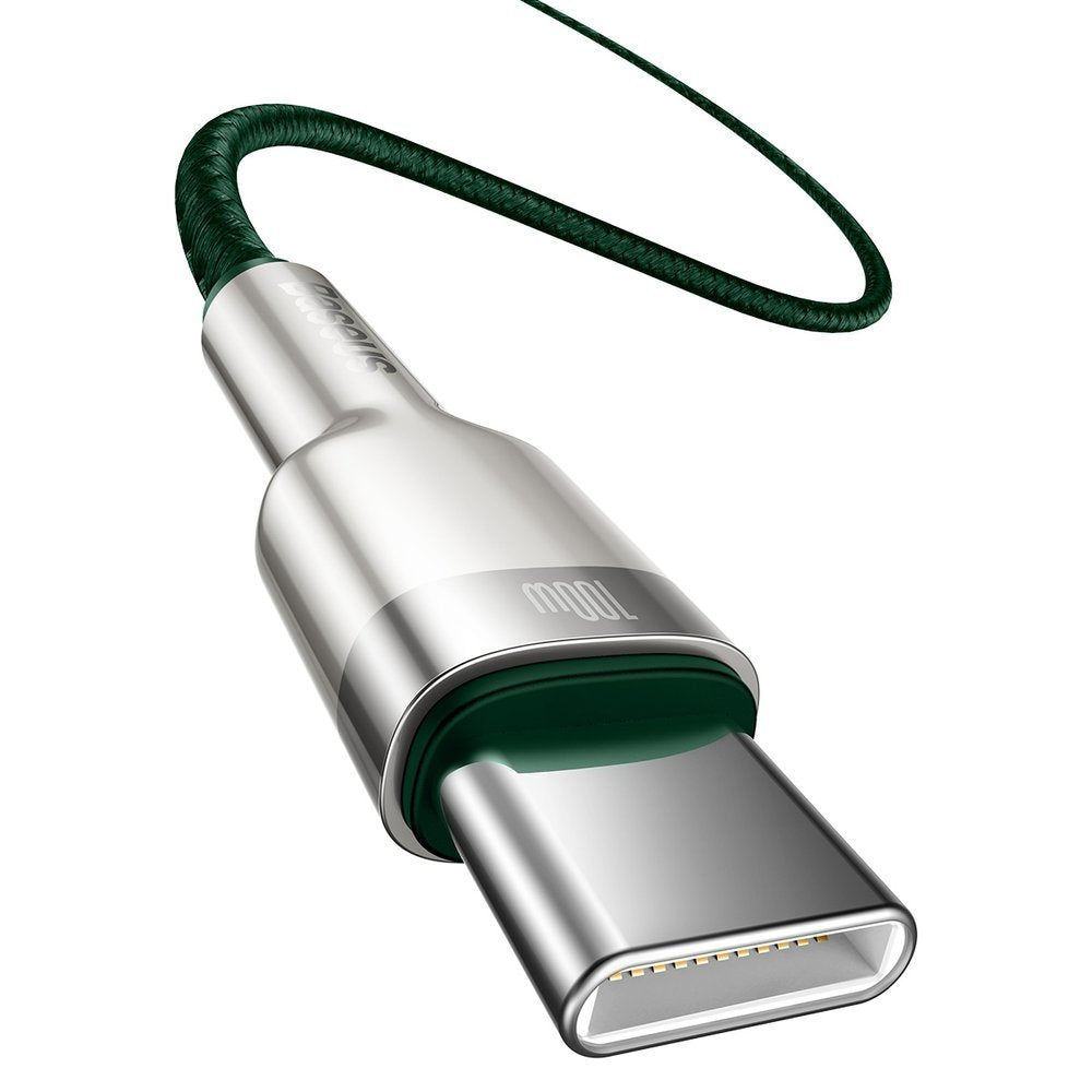 Data and Charging Cable USB-C - USB-C Baseus Coffee Metal Series, 100W, 2m, Green CATJK-D06