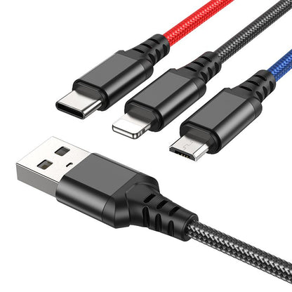 USB-A oplaadkabel - Lightning / microUSB / USB-C HOCO X76 3in1, 18W, 1m, Multicolor