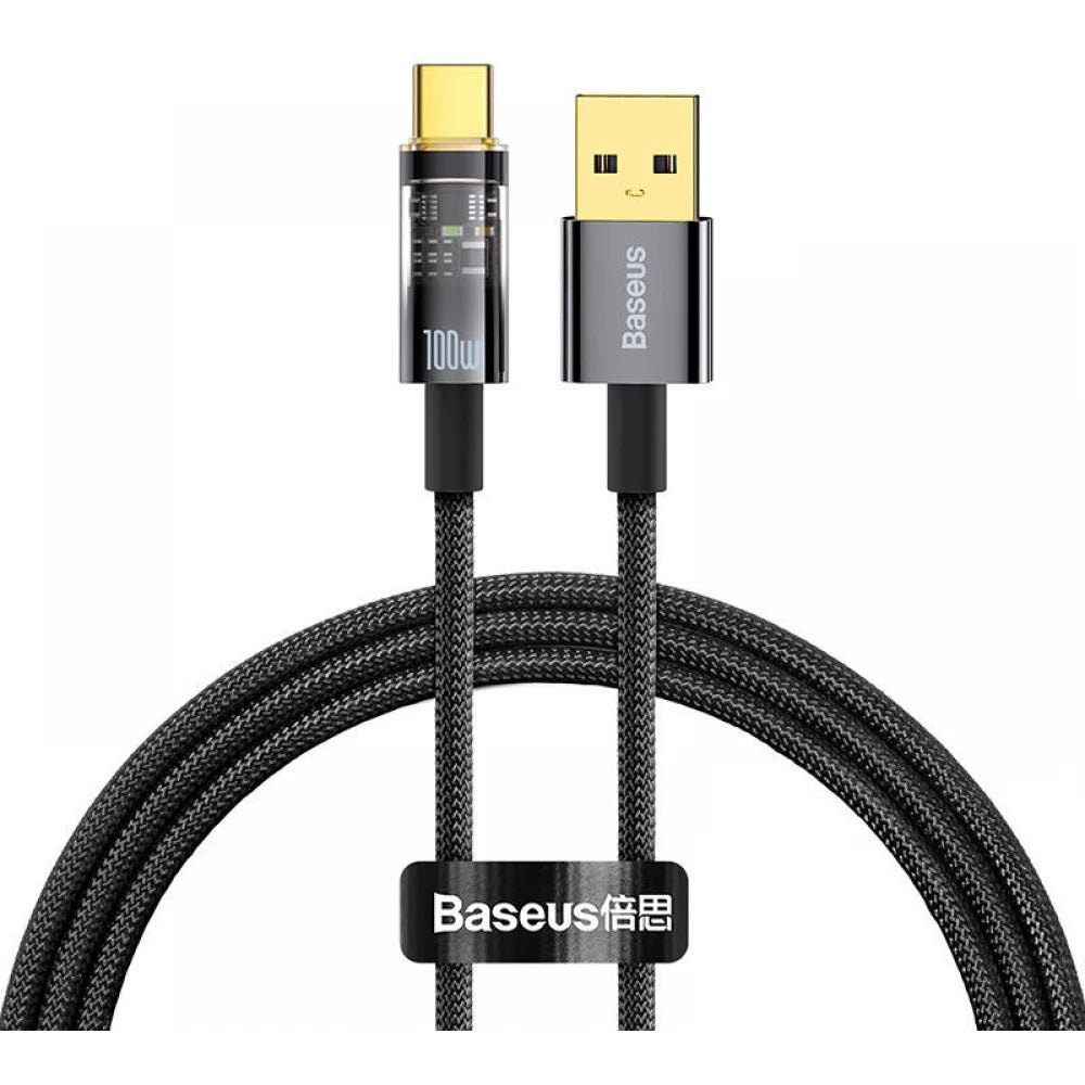 Data- en Oplaadkabel USB-A naar USB-C Baseus Explorer, 100W, 2m, Zwart CATS000301