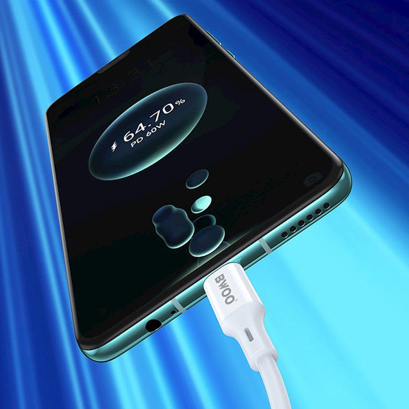 Data- en Oplaadkabel USB-C - USB-C BWOO X282, 60W, 1m, Wit