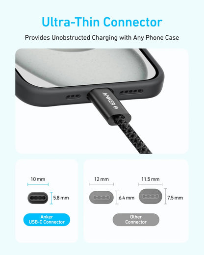 USB-C Data- en Oplaadkabel - USB-C Anker Zolo, 240W, 1m, Zwart A8060H11