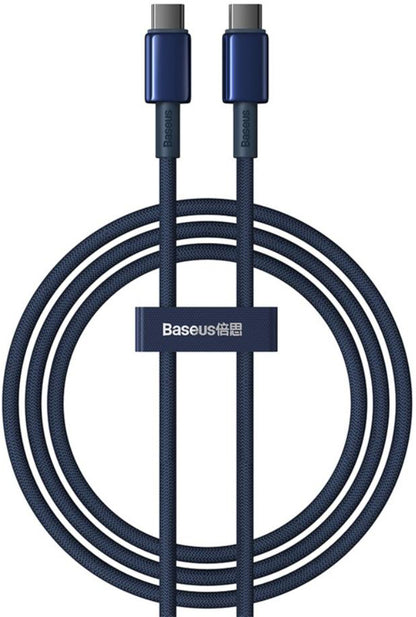 USB-C - USB-C Data- en Oplaadkabel Baseus Tungsten Gold, 100W, 1m, Marineblauw P10319800321-03