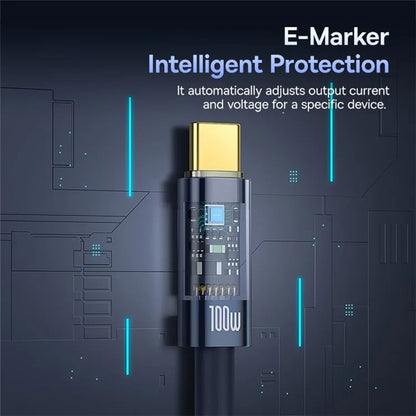 USB-C Data- en Oplaadkabel - USB-C Baseus Explorer, 100W, 1m, Marineblauw P10319704321-00