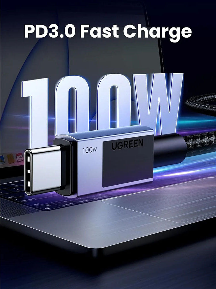 USB-C Data- en Oplaadkabel - USB-C UGREEN L512, 100W, 0.5m, Gri