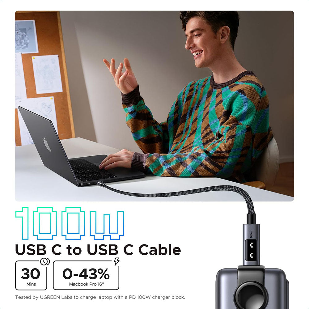 USB-C Data- en Oplaadkabel - USB-C UGREEN L509, 100W, 2m, Gri