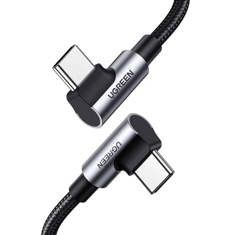 USB-C Data- en Oplaadkabel - USB-C UGREEN US335 Angled, 100W, 2m, Zwart