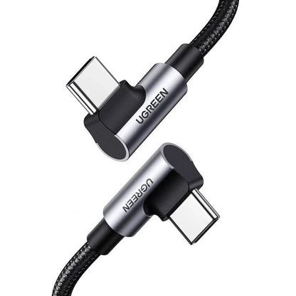 USB-C Data- en Oplaadkabel - USB-C UGREEN US335 Angled, 100W, 2m, Zwart