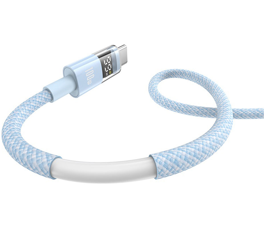 Data- en Oplaadkabel USB-A - USB-C Baseus Display 2, 100W, 1m, Blauw P10382701311-00