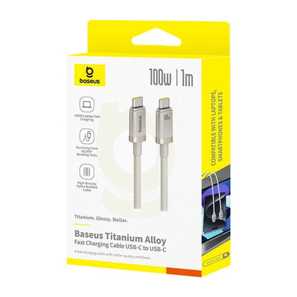 USB-C Data en Oplaadkabel - USB-C Baseus Titanium, 100W, 1m, Zilver P10378100G21-00