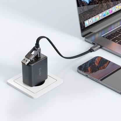 USB-C - USB-A / USB-C Acefast C13-05 Data- en Oplaadkabel, 60W, 0.2m, Zwart