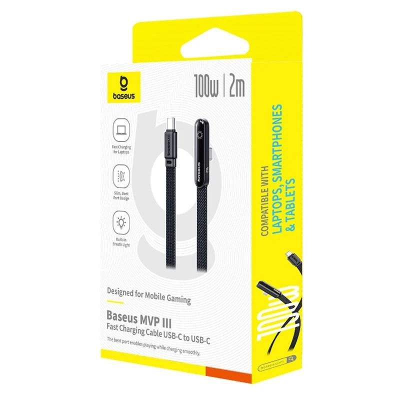 Data- en Oplaadkabel USB-C - USB-C Baseus MVP 3, 100W, 2m, Zwart P10382500121-01