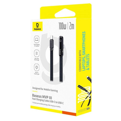 Data- en Oplaadkabel USB-C - USB-C Baseus MVP 3, 100W, 2m, Zwart P10382500121-01