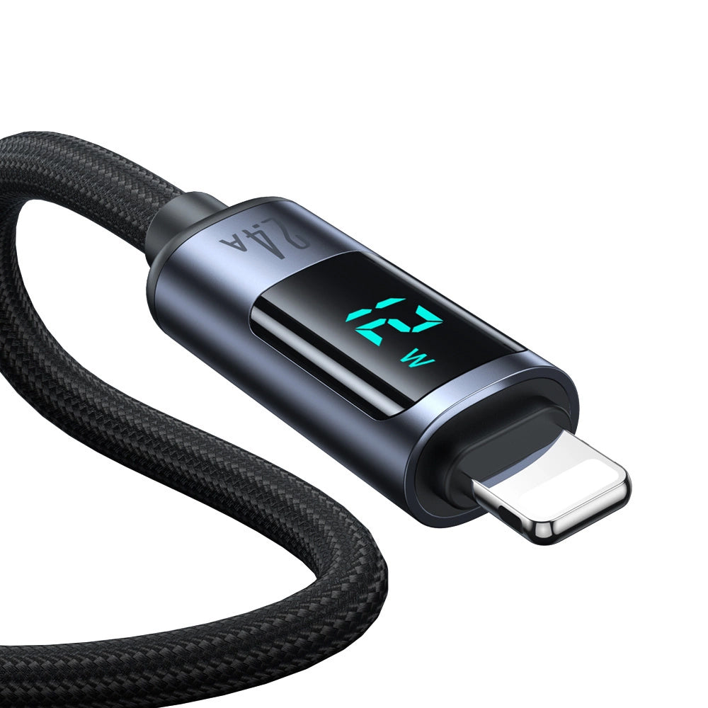 Data- en Oplaadkabel USB-A - Lightning Joyroom S-A16 Prism Display, 12W, 1.2m, Zwart