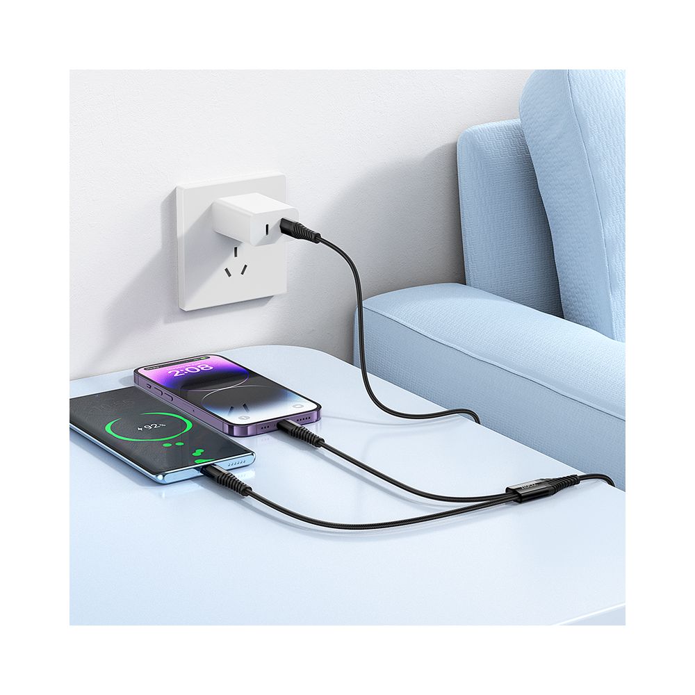 USB-C - Lightning / USB-C Oplaadkabel HOCO X123, 10W, 1m, Zwart