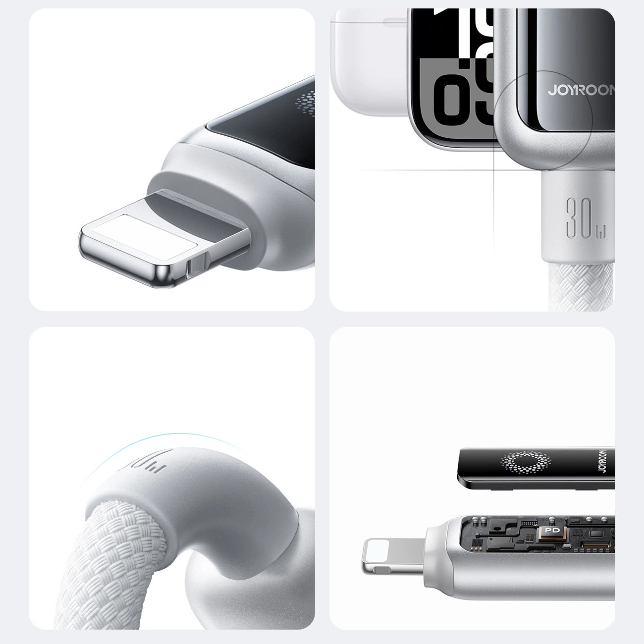 USB-C - Lightning Joyroom S-A55 StarFlight Display Data- en Oplaadkabel, 30W, 1.2m, Wit