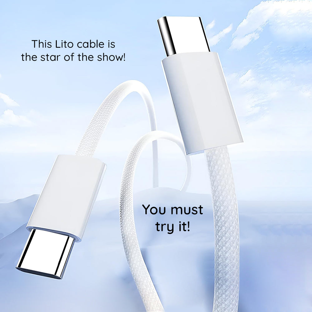 USB-C Data- en Oplaadkabel - USB-C Lito LD04CC, 60W, 2m, Wit