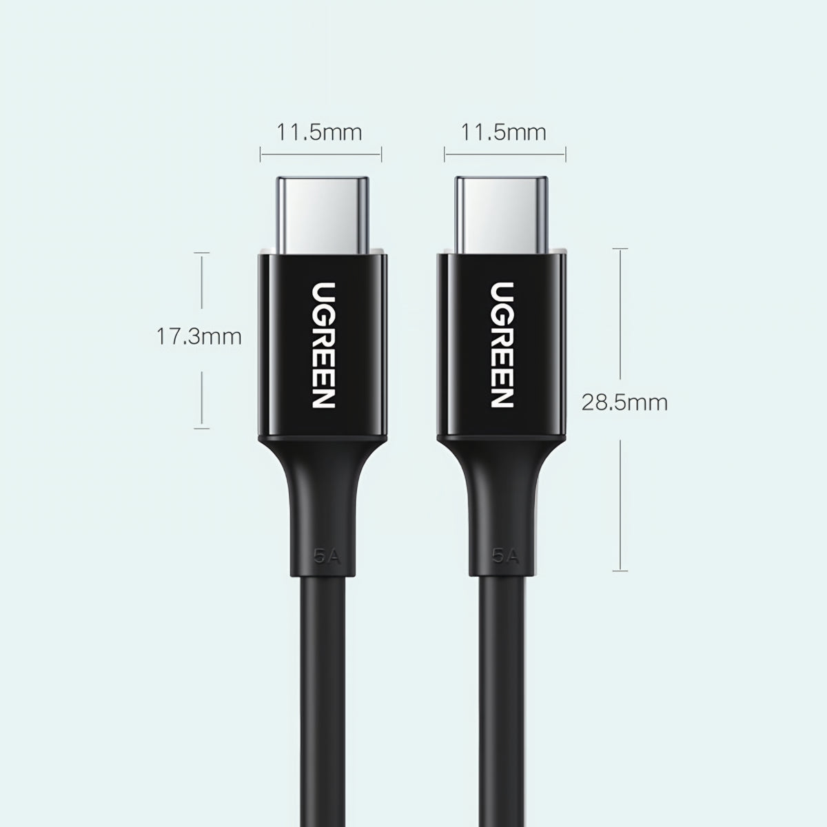 USB-C Data- en Oplaadkabel - USB-C UGREEN US300, 100W, 2m, Wit