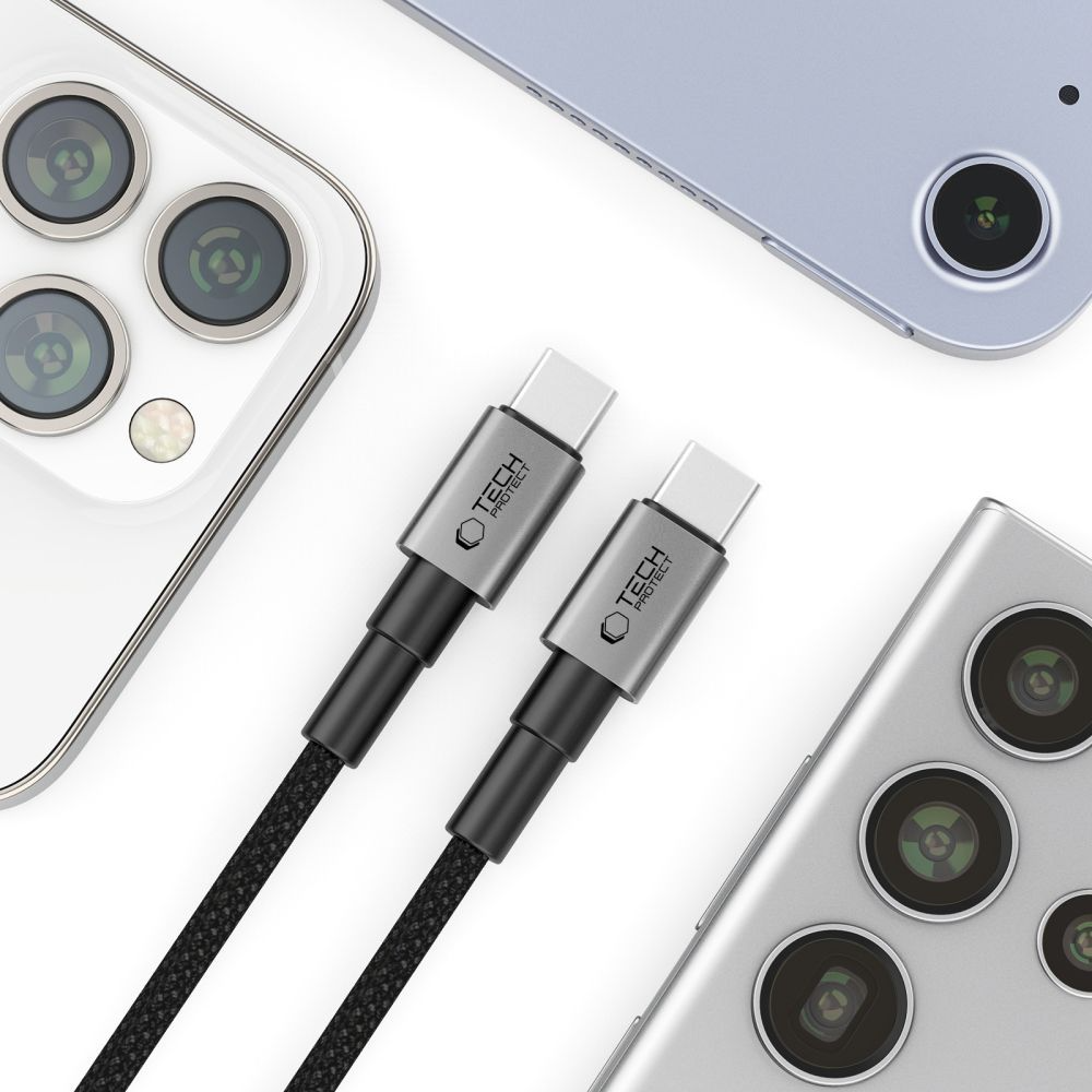 USB-C Data- en Oplaadkabel - USB-C Tech-Protect Ultraboost DNA MagTwist, 100W, 1m, Gri