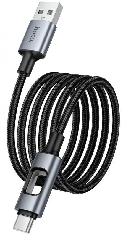 USB-A - USB-C HOCO U144 Led Data- en Oplaadkabel, 18W, 1.2m, Zwart