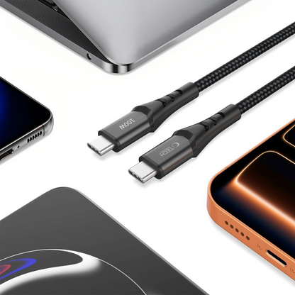 USB-C Data- en Oplaadkabel - USB-C Tech-Protect UB11T Ultraboost, 100W, 1m, Zwart
