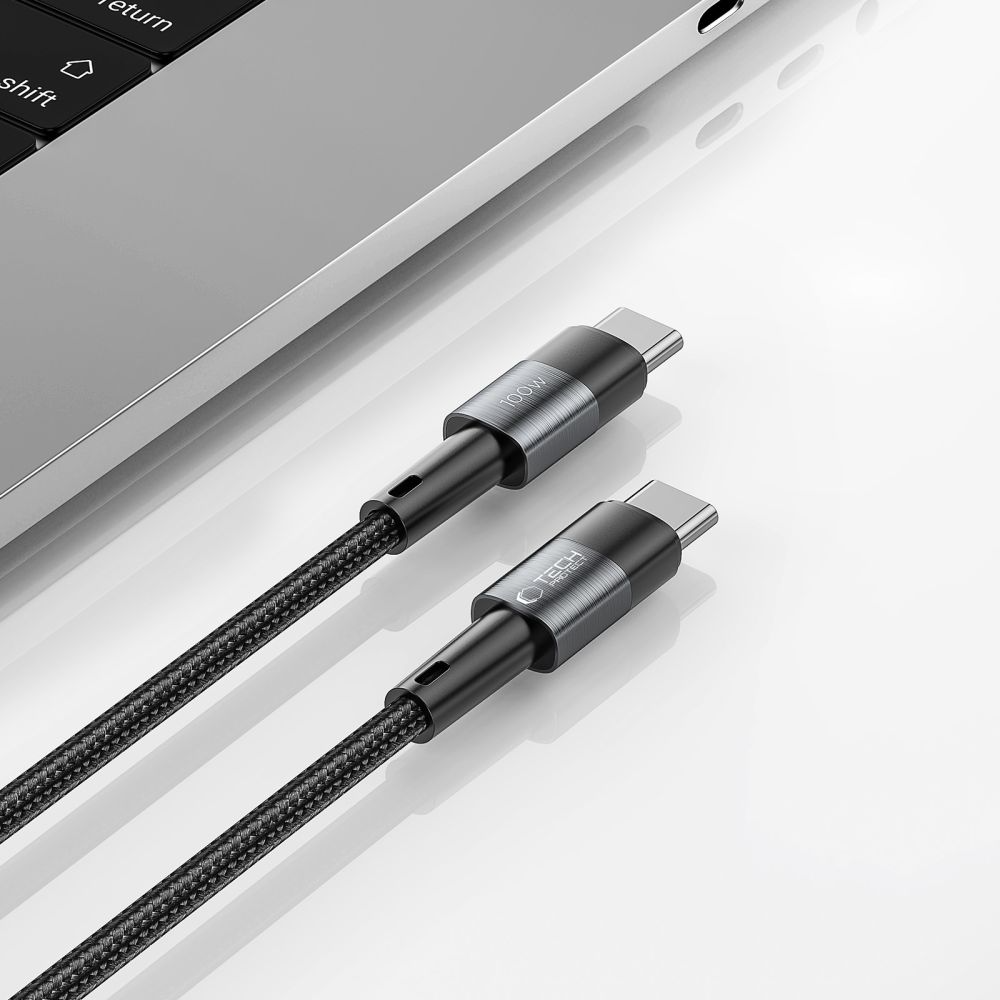 USB-C Data- en Oplaadkabel - USB-C Tech-Protect Ultraboost, 100W, 0,25m, Grijs
