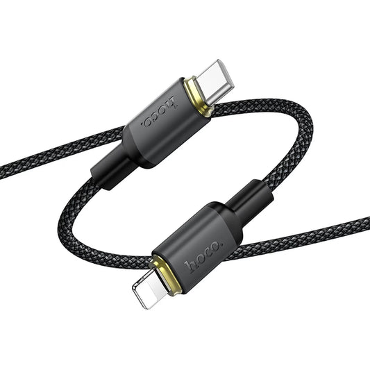 USB-A - Lightning Datakabel en Oplaadkabel HOCO X128 Benefit, 10W, 1m, Zwart