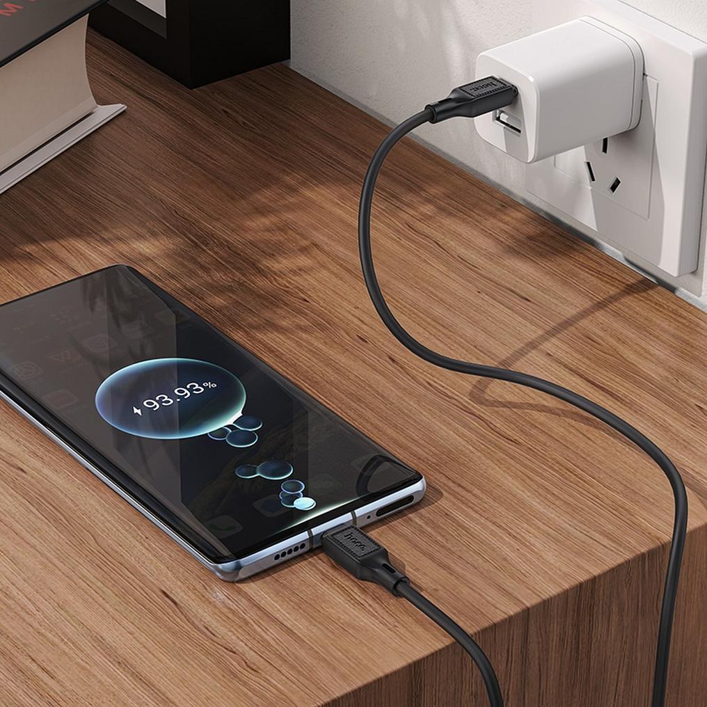 USB-C Data- en Oplaadkabel - USB-C HOCO X90, 60W, 1m, Zwart