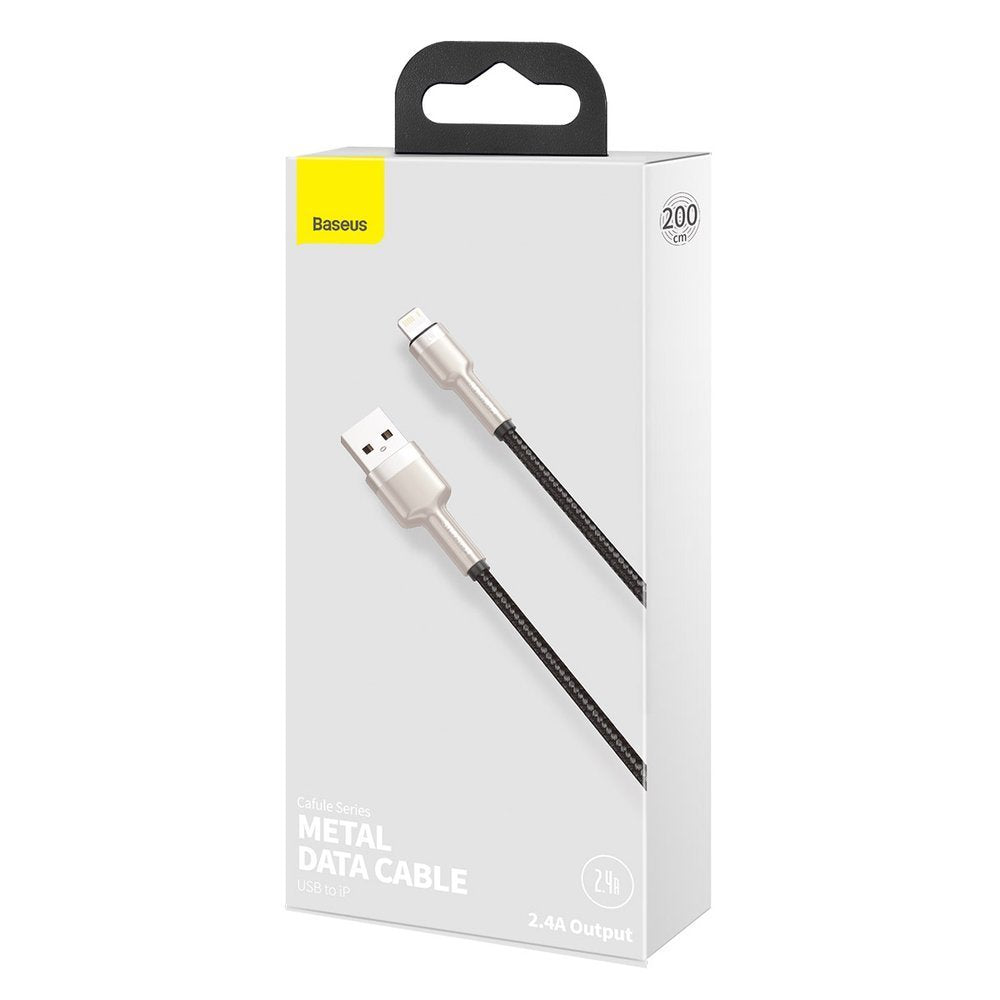 Data- en Oplaadkabel USB-A - Lightning Baseus Cafule Metal Series, 18W, 2m, Zwart CALJK-B01