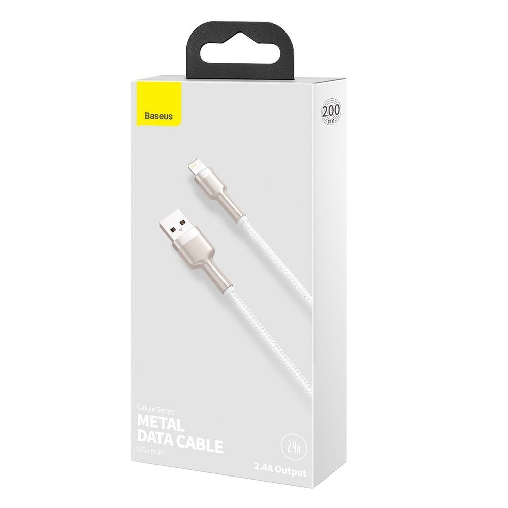 Data and Charging Cable USB-A - Lightning Baseus Coffee Metal Series, 18W, 1m, White CALJK-A02