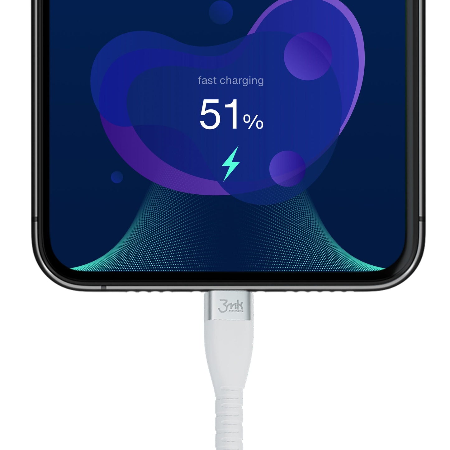 USB-C Data- en Oplaadkabel - USB-C 3MK Hyper Silicone, 60W, 1m, Wit