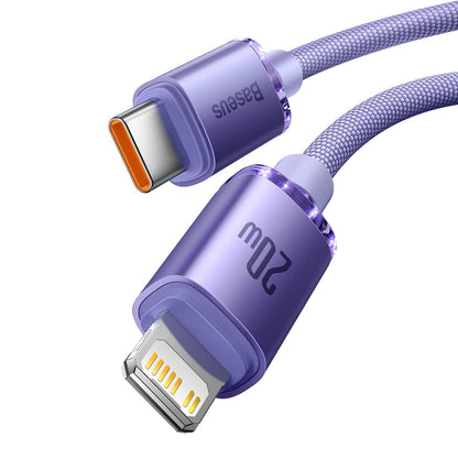 USB-C - Lightning Data- en Oplaadkabel Baseus Crystal Shine Series, 20W, 2m, Paars CAJY000305