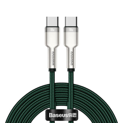 Data and Charging Cable USB-C - USB-C Baseus Coffee Metal Series, 100W, 2m, Green CATJK-D06