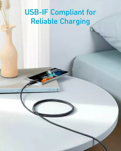 Data and Charging Cable USB-C - USB-C Anker 322, 60W, 0.9m, Black A81F5G11