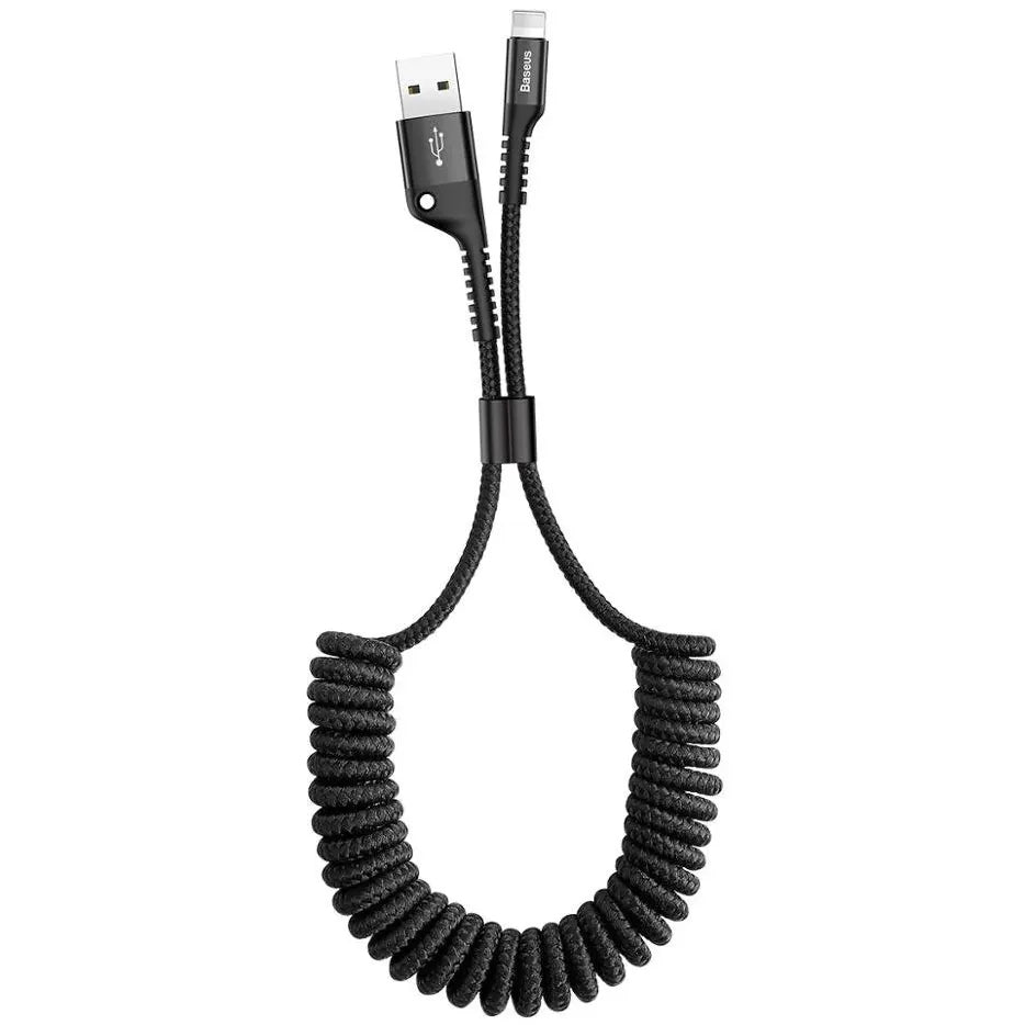 Baseus Fish Eye Spring USB-A - Lightning Data and Charging Cable, 18W, 1m, Black CALSR-01