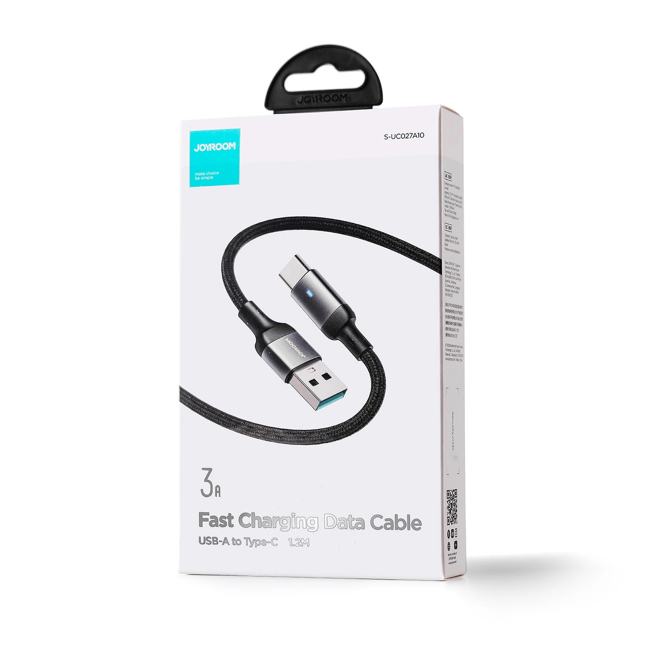 USB-A to USB-C Data and Charging Cable Joyroom A10, 18W, 1.2m, Black