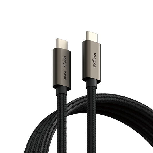 USB-C Data en Oplaadkabel - USB-C Ringke 2X2, 240W, 1m, Zwart