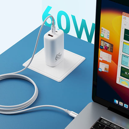 Data- en Oplaadkabel USB-C - USB-C BWOO X282, 60W, 1m, Wit