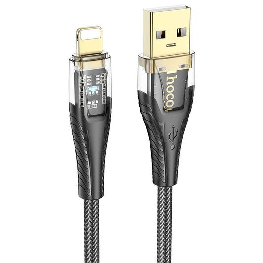 Data- en Oplaadkabel USB-A - Lightning HOCO U121, 18W, 1.2m, Zwart